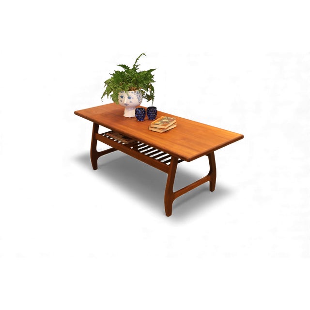 Danish Coffee Table in Teak and Walnut with Magazine Shelf, 1960s For Sale - Image 9 of 15