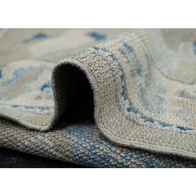Turkish Oushak Rug Gray, Blue & Olive Green Handwoven Wool Rug 3' X 6'3" For Sale - Image 10 of 10