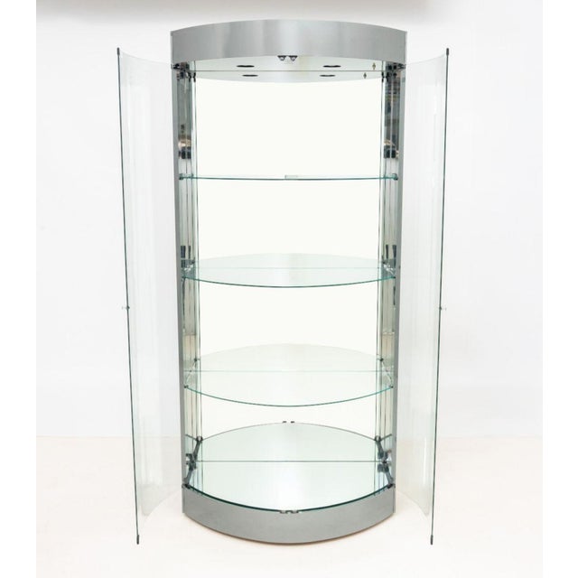 Late 20th Century Modern Illuminated Chrome & Glass Cabinet For Sale - Image 5 of 9