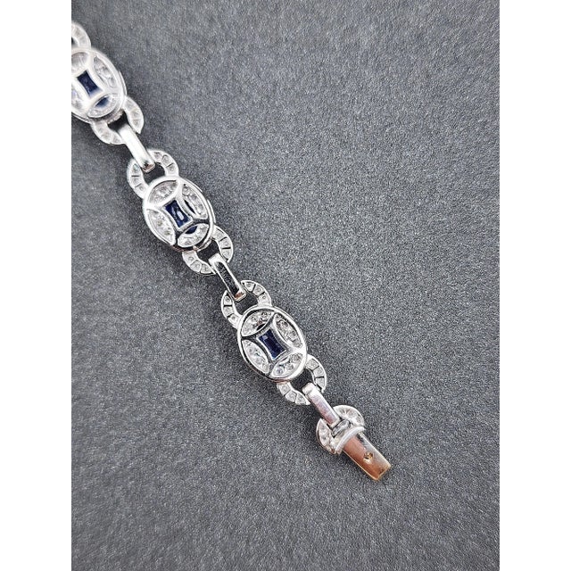 Metal 13.20 Ct Natural Sapphire & Diamond Necklace For Sale - Image 7 of 8