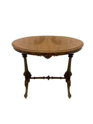 Antique Victorian Inlaid Burr Walnut Lamp Table, 1860