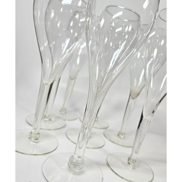 Transparent Late 20th Century Art Nouveau Hollow Stem Balloon Style Champagne Flutes - Set of Eight For Sale - Image 8 of 16