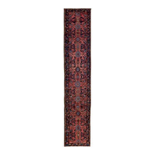 Antique Persian Lilihan Handmade Rust Tribal Wool Runner For Sale