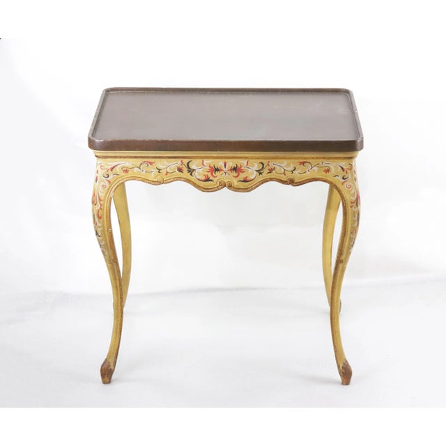 English Vintage British Hand-Painted Side Table For Sale - Image 3 of 10