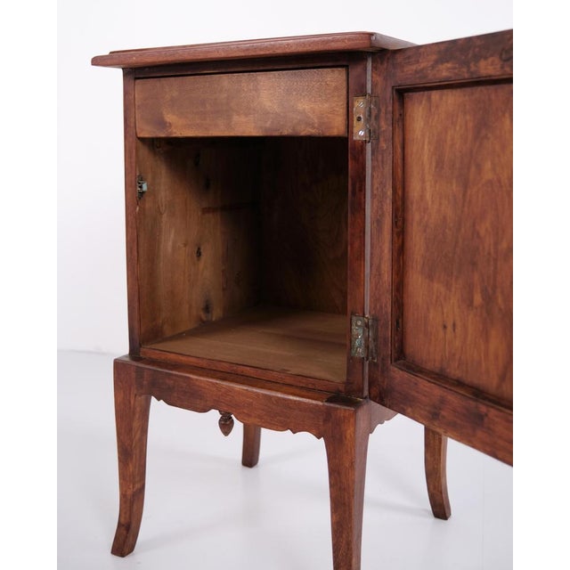 Bedside Table in Dark Wood with Brass Mounts and Tapered Legs, 1940s For Sale - Image 9 of 12