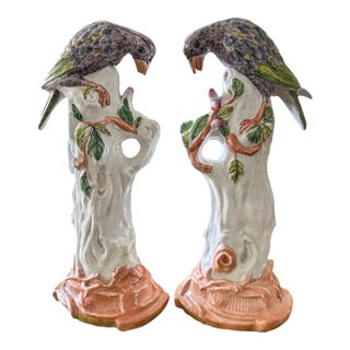 Pair of Vintage Maitland-Smith Parrot Figurines – Palm Beach Regency Style For Sale