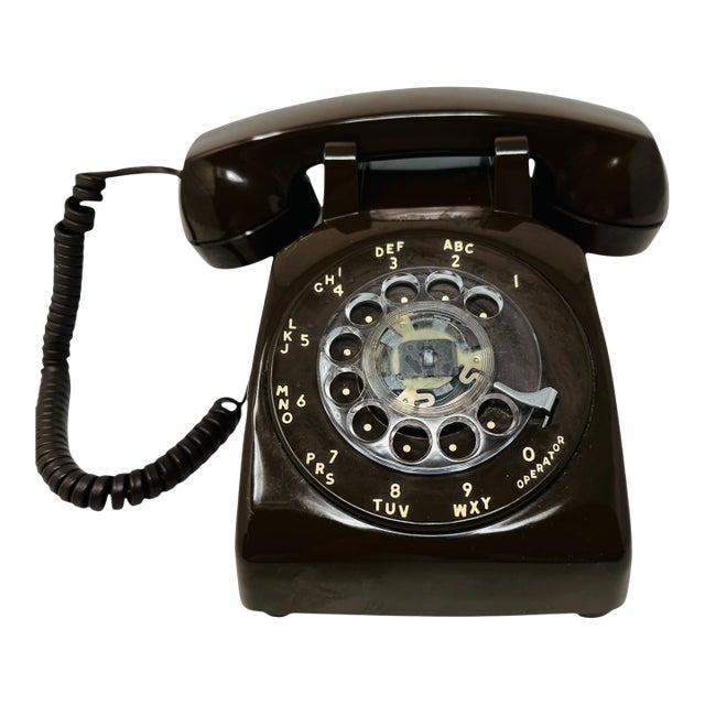 Vintage Comdial Model 500d Rotary Phone (1984) | Classic Retro Brown Desk Telephone | Tested & Working Mid-Century Decor For Sale