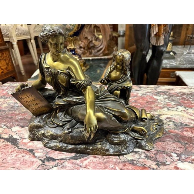 Raingo Freres Bronze and Slate French Louis XV Style Figural Mantel Clock For Sale - Image 12 of 12