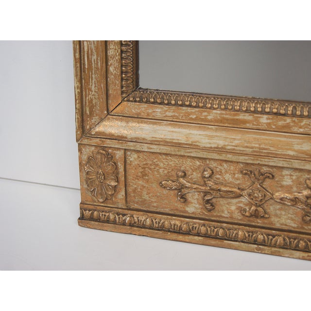 Antique Gustavian Trumeau Gold Mirror With Dry Scraped Surface - P. Holmberg. Stockholm. Sweden. 1830. For Sale - Image 9 of 10