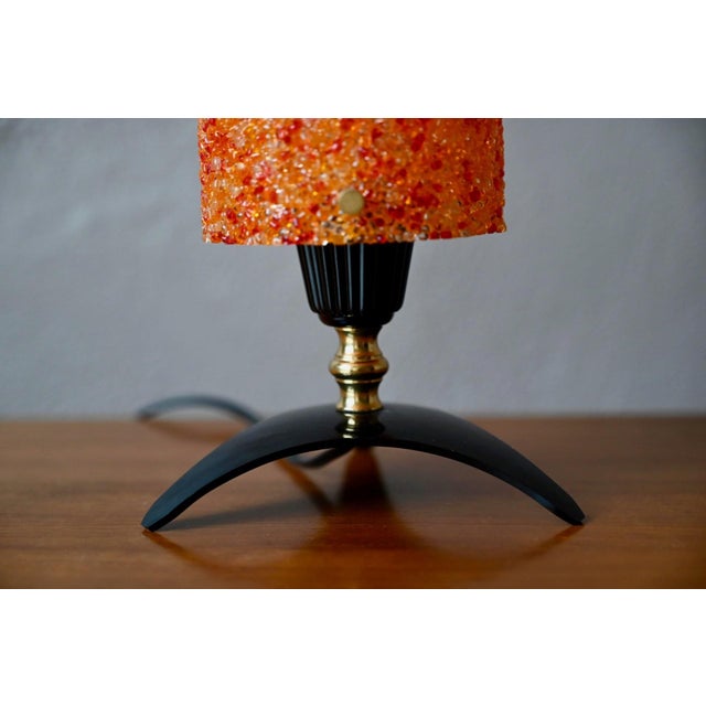 Orange Vintage Table Lamp with Orange Frosted Acrylic Shade and Brass Tripod Base, 1960s For Sale - Image 8 of 11