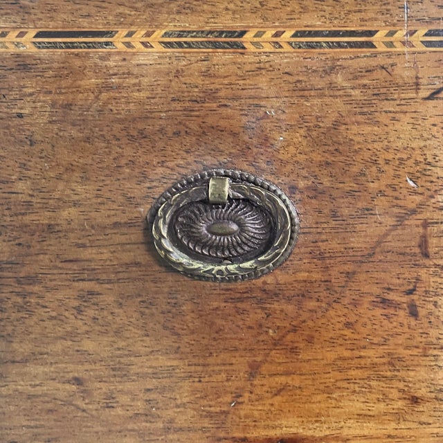 Brown Italian Desk in Wood with Drawers and Brass Handles, Late 1800s For Sale - Image 8 of 18