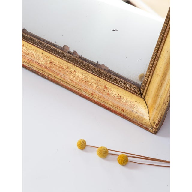 Antique French Rectangular Gilded Wood Mirror, 1850 For Sale - Image 6 of 12