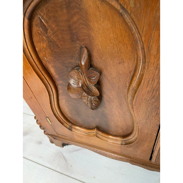 Antique Walnut Restored Washstand / Vanity / Curved Fruit / Casters/ Circa 1870 For Sale - Image 9 of 12
