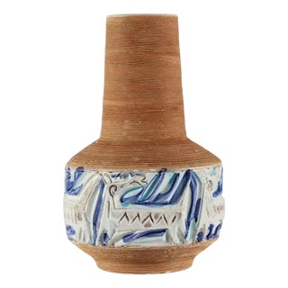 Italian Fratelli Fanciullacci Vase with Embossed Decoration of Fantasy Animals, 1960s For Sale