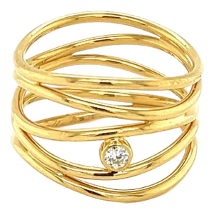 Tiffany & Co. Peretti Diamond 18k Yellow Gold 5 Row Wire Wave Band Ring, Size 5