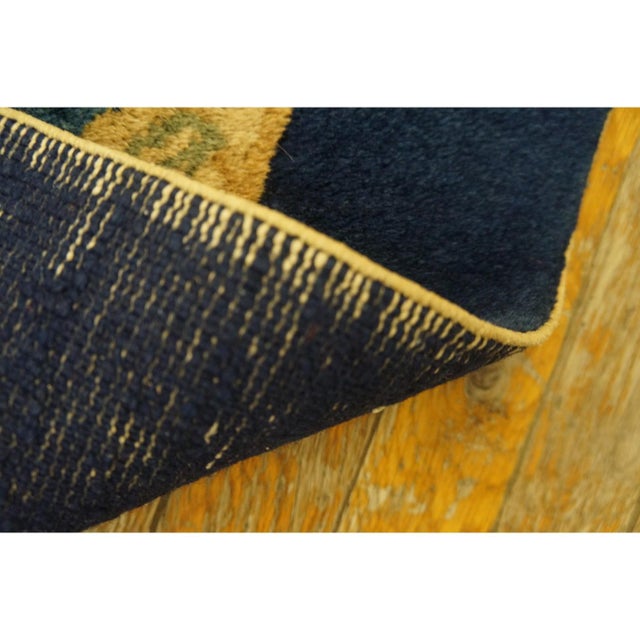 Royal Blue Antique Chinese Peking Rug Classic Greek Key Hand Knotted Wool 1920s 9'1" X11'8" For Sale - Image 8 of 9
