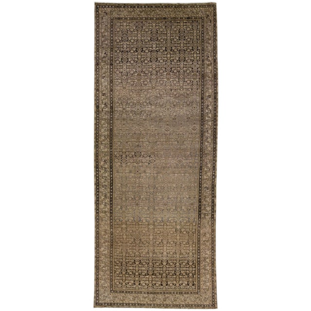Tan 20th Century Antique Persian Malayer Handmade Allover Motif Tan Wool Rug For Sale - Image 8 of 8