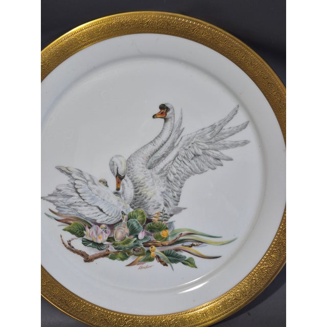 Late 20th Century Vintage 1972 Edward Marshall Boehm Birds of Peace Mute Swans Gilded Platter For Sale - Image 5 of 8