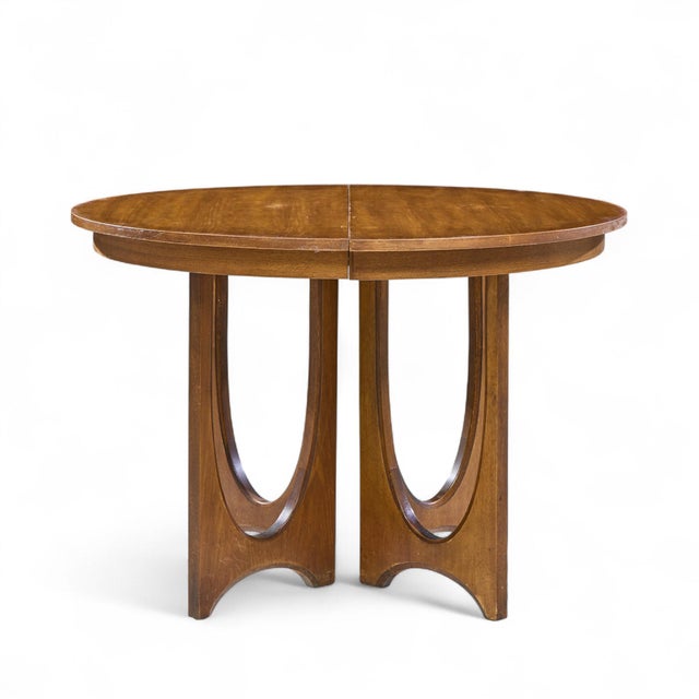 Broyhill Brasilia Mid Century Walnut Round Expanding Dining Table With ...