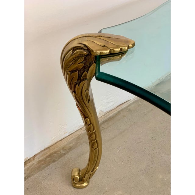 1970s Vintage P E Guerin Brass Glass Coffee Table For Sale - Image 5 of 9