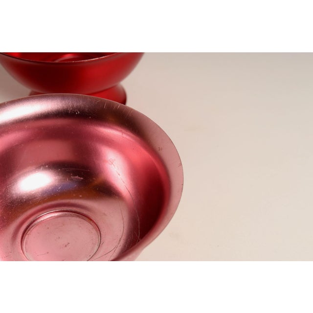 Set of Three Mid-Century Modern Red and Pink Anodized Aluminum Sherbets / Bowls For Sale - Image 11 of 13