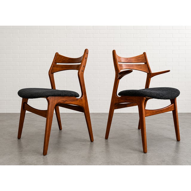 Incredible Pair of Mid Century Modern Teak Danish Chairs by Erik Buch for Christian Christiansen. Known as Model 310, this...
