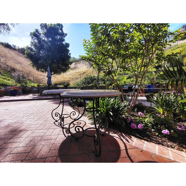 A Pair of Travertine Stone Top Iron Side Tables For Sale - Image 12 of 18