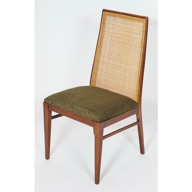 Mid Century Modern Cane Back Dining Chairs in the Style of Milo Baughman for Dillingham Seat of 4 For Sale - Image 11 of 12