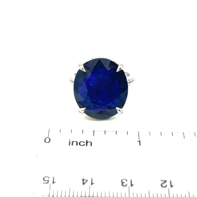 Natural Solitaire Sapphire Ring 6.5 14k W Gold 16.5 TCW Certified For Sale In New York - Image 6 of 10