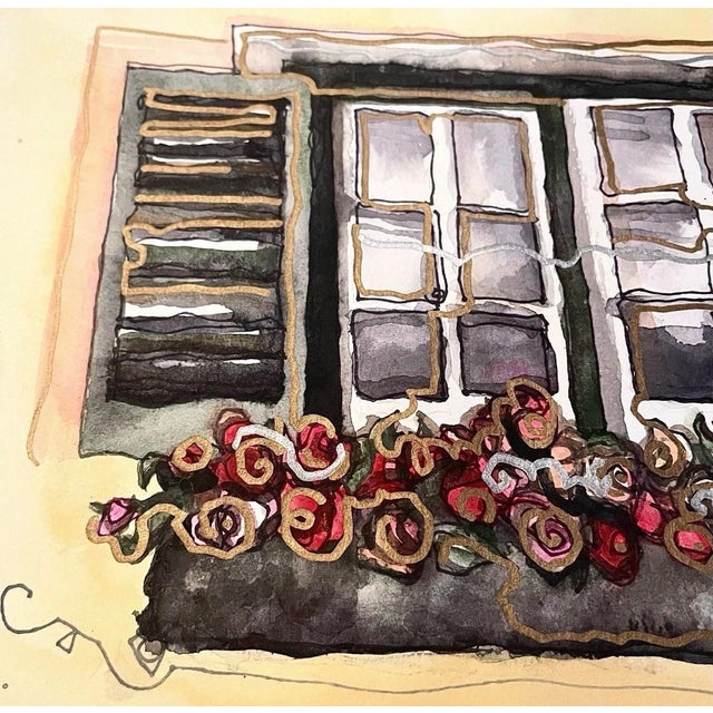 Original C L Cunningham Watercolor Ink Painting Mixed Media Art Barcelona Ooak For Sale - Image 4 of 6