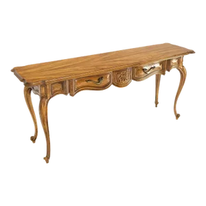 Carved Serpentine Front 2 Drawers Cabriole Leg Console Sofa Entry Table