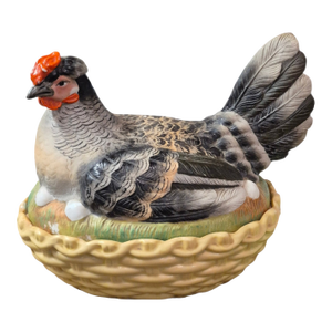 Large Late 19th C Staffordshire Hen on Nest