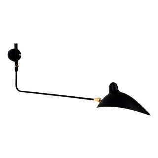Mid-Century Modern Black One Rotating Stright Arm Wall Lamp by Serge Mouille For Sale