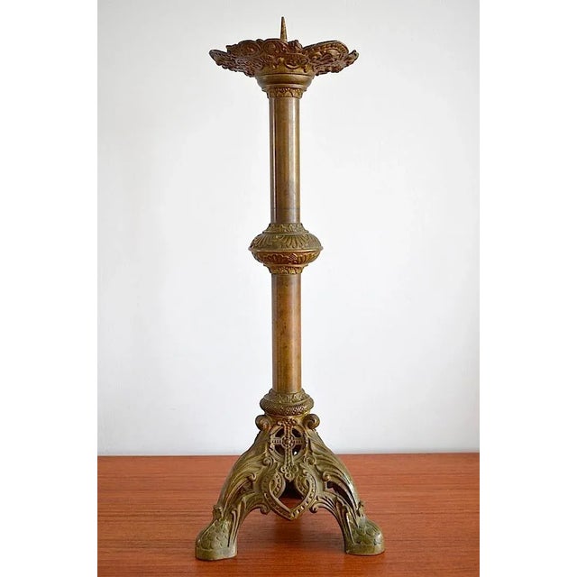Antique Brass Candlestick, 1880s For Sale - Image 9 of 9
