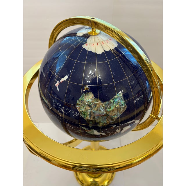 Vintage 40" Tall Blue Lapis Gemstone Floor Globe For Sale In Boise - Image 6 of 7