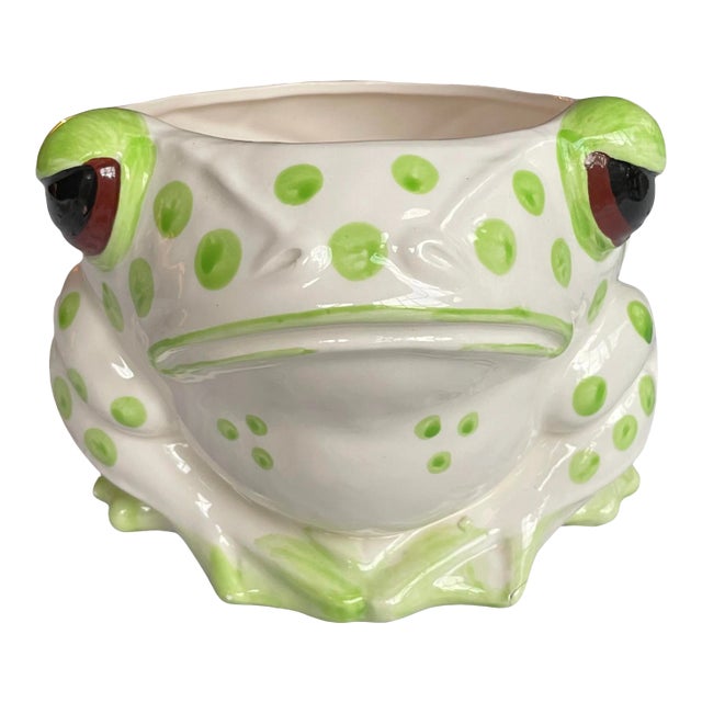 1970s Fitz and Floyd Spotted Frog Planter For Sale