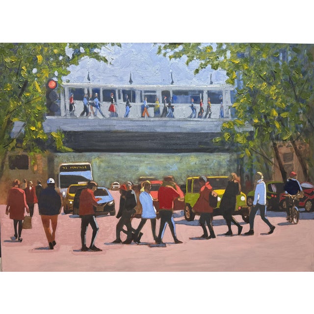 And Another Hundred People Getting Off of the Train by Chicago Artist George T. Chakos For Sale