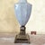 Transitional Vintage Crackle Glaze Ceramic Table Lamp on Antiqued Brass Base, Transitional Style For Sale - Image 3 of 18