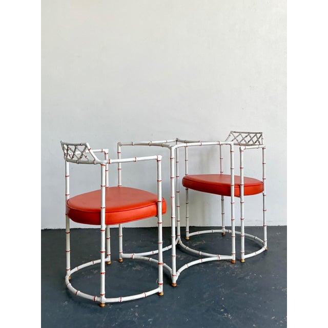 Vintage Faux Metal Bamboo Patio Hollywood Chairs and Table Set For Sale - Image 16 of 16