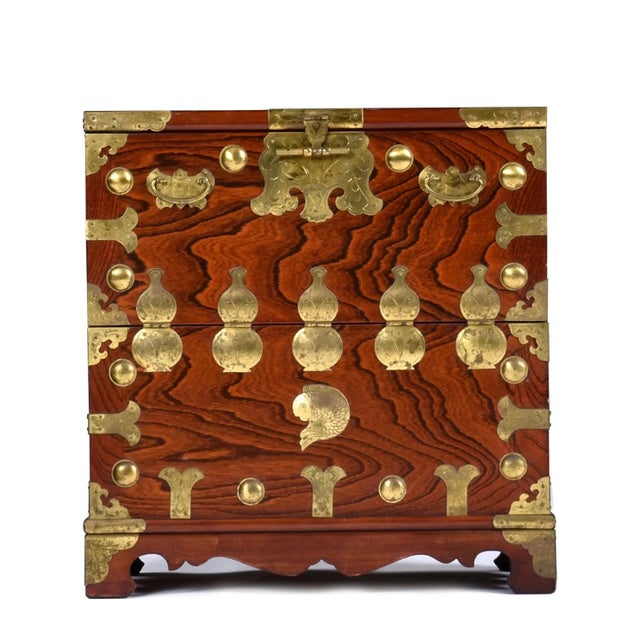 Vintage Asian Chinoiserie Rosewood Tansu Chest Nightstand or End Table Brass Hardware For Sale - Image 4 of 12