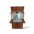 Metal Mid-Century Walnut Bar Cabinet with Fold-Down Top and Etched Glass Interior, 1950s For Sale - Image 7 of 10