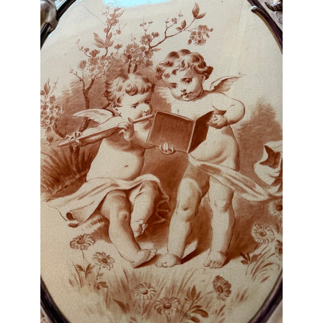 Late 19th Century Antique Villeroy & Boch Mettlach Violet Large Plaque With Cherubs For Sale In Milwaukee - Image 6 of 7