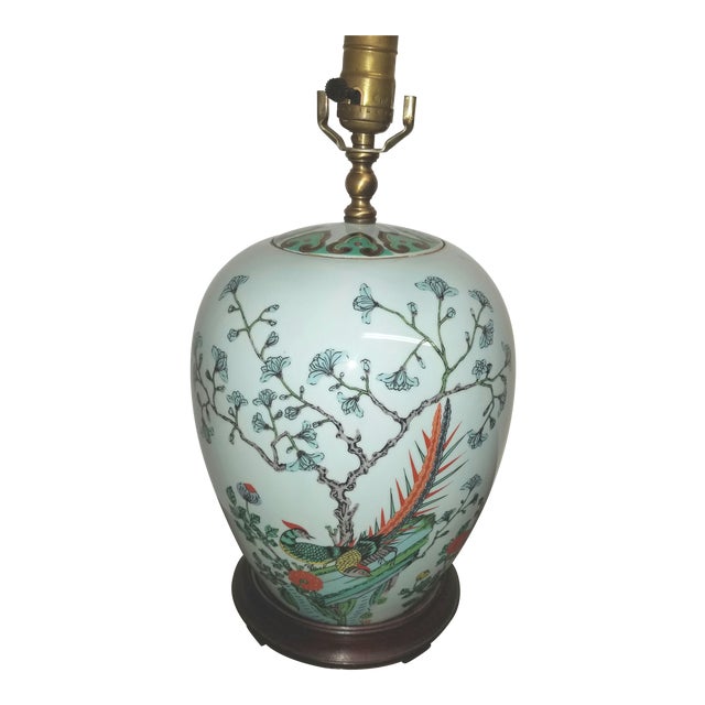 1950s Hand Painted Chinese Celadon Ginger Jar Lamp Chairish