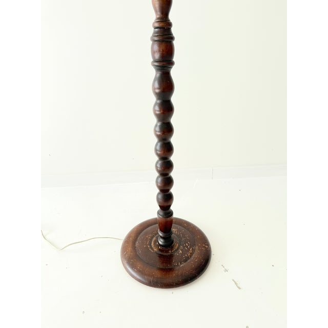 Wood Vintage Art Deco Barley Twist Turned Oak Floor Lamp, 1930s For Sale - Image 7 of 17