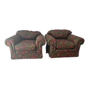 Pair of Kravet Attributed Armchairs Upholstered in Ralph Lauren Floral Fabric