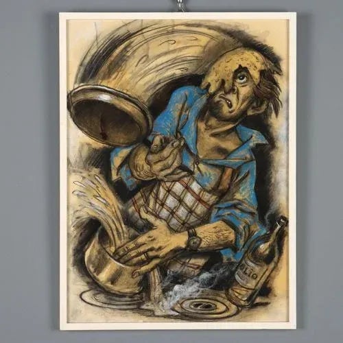 Nicola Benois, Composition, Mixed Media on Paper For Sale - Image 10 of 10