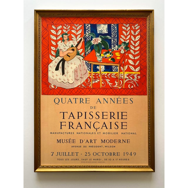 Henri Matisse Vintage 1949 Mourlot Fine Art Lithograph Print Framed Paris Exhibition Poster " La Femme Au Luth " 1946 For Sale - Image 14 of 14