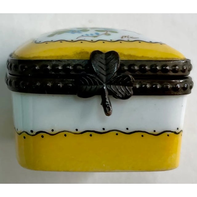 Hand Painted Limoges France, Porcelain Trinket Box For Sale - Image 9 of 11