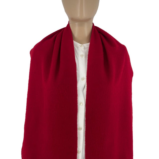 Yves Saint Laurent Red Solid 100% Wool Scarf