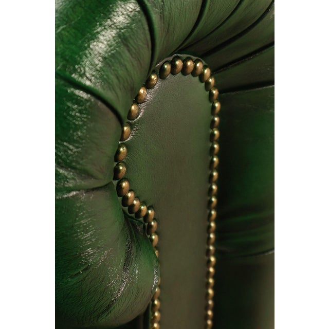 Chesterfield Style Polo Green Tufted Leather Club Chair For Sale - Image 10 of 18